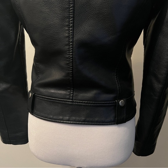 TOPSHOP FAUX LEATHER BIKER JACKET - Sz 4 - Picture 8 of 9